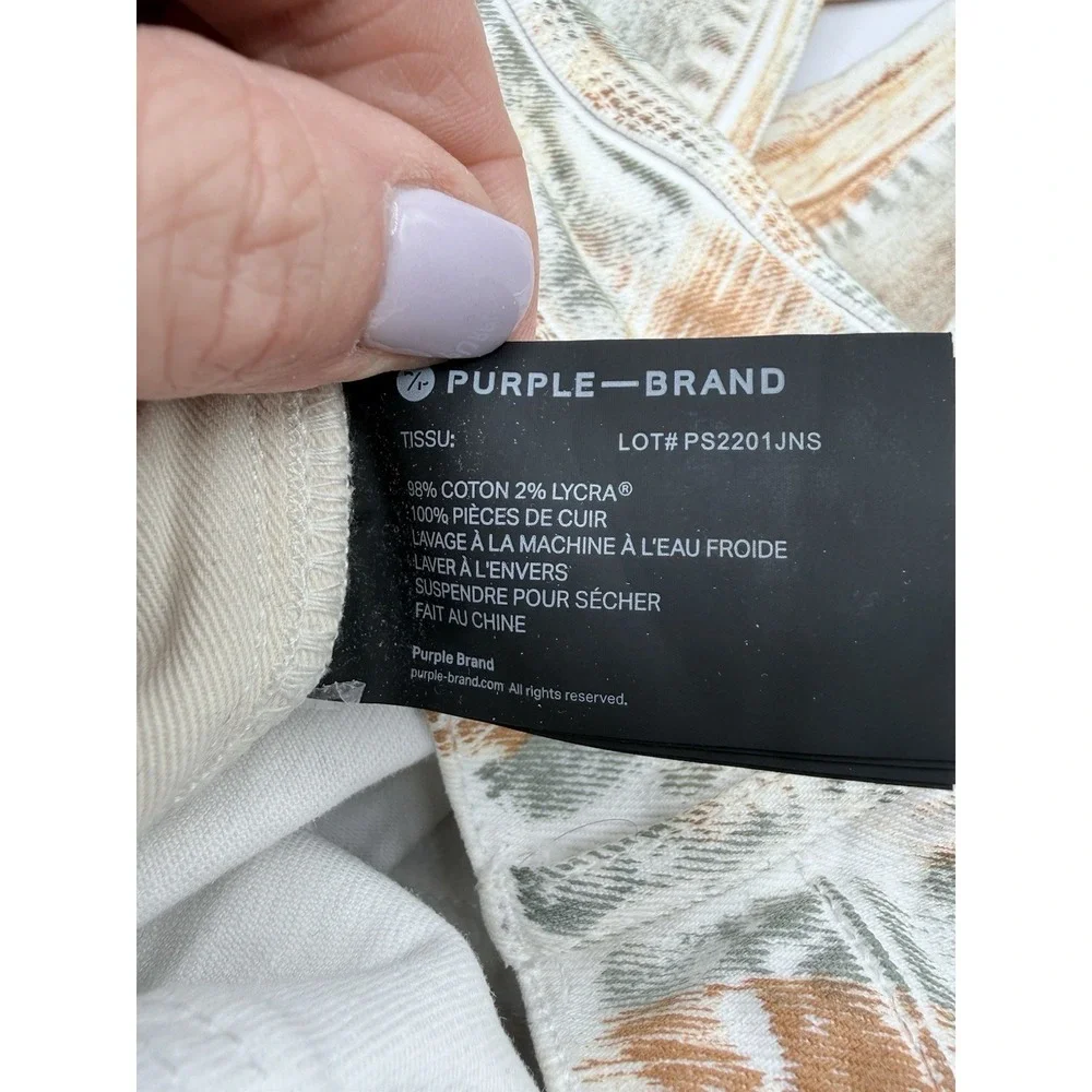 Purple Brand‎ P001 White Brush Stroke Jeans Mens Size 36x31 Slim Fit Distressed
